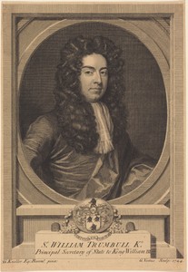William Trumbull by George Vertue, created 1724, in engraving and etching on laid paper. Download this artwork as a high-resolution wallpaper for desktop, table — George Vertue Wallpaper