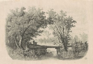 Willows by Carl C. Brenner, created 1870s-1880s, in etching in black on laid paper. Download this artwork as a high-resolution wallpaper for desktop, tablet, or