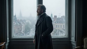 Wilhelm Hesslöhl verdwaald in gedachten bij een raam