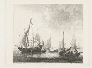 Windstilte by Johannes Arnoldus Boland, created 1875 - 1876, in paper; chine collé; etching; drypoint. Download this artwork as a high-resolution wallpaper for — Johannes Arnoldus Boland Wallpaper