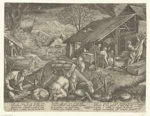 Winter by Jacques Callot, created 1609 - 1611, in paper; engraving. Download this artwork as a high-resolution wallpaper for desktop, tablet, or mobile. — Art Picture