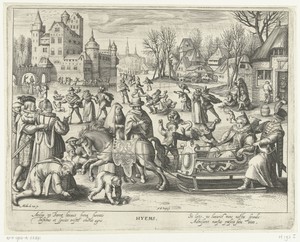 Winter by Nicolaes de Bruyn, created 1581 - 1656, in paper; engraving. Download this artwork as a high-resolution wallpaper for desktop, tablet, or mobile. — Painting Picture