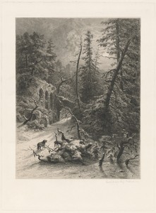 Winter by Eduard Willmann, created 1871, in etching on chine collé. Download this artwork as a high-resolution wallpaper for desktop, tablet, or mobile. — Eduard Willmann Wallpaper