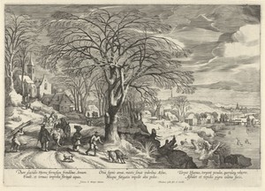 Winter by Theodoor Galle, created 1581 - 1633, in paper; etching; engraving. Download this artwork as a high-resolution wallpaper for desktop, tablet, or mobile