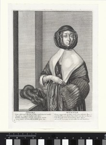 Winter by Wenceslaus Hollar, created 1641, in paper; etching. Download this artwork as a high-resolution wallpaper for desktop, tablet, or mobile. — Wenceslaus Hollar Wallpaper