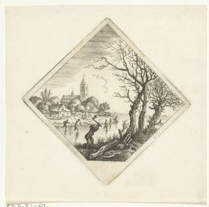 Winter by Jan van Almeloveen, created 1662 - 1683, in paper; etching. Download this artwork as a high-resolution wallpaper for desktop, tablet, or mobile. — Jan van Almeloveen Wallpaper