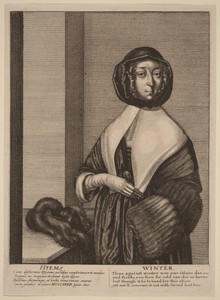 Winter by Wenceslaus Hollar, created 1641, in etching. Download this artwork as a high-resolution wallpaper for desktop, tablet, or mobile. — Art Wallpaper