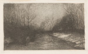 Winter Evening by Vittore Grubicy, created 1893/1894, in etching with monotype wiping (more heavily inked version). Download this artwork as a high-resolution w