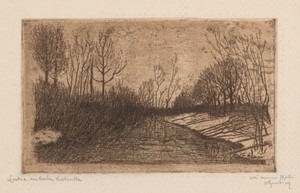 Winter Evening by Vittore Grubicy, created 1893/1894, in etching with monotype wiping, printed in sepia on heavy wove paper. Download this artwork as a high-res