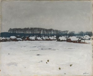Winter Landscape by Willem Witsen, created c. 1885 - c. 1922, in canvas; oil paint (paint). Download this artwork as a high-resolution wallpaper for desktop, ta — Willem Witsen Wallpaper