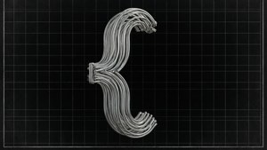 En metallisk trådramme krøllet parentes, blueprint stil.