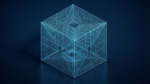 Isometrisk bakgrunnsbilder med rette linjer som danner en wireframe-kube.