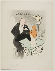 Wisdom by Henri de Toulouse-Lautrec, created 1893, in Color lithograph on ivory wove paper. Download this artwork as a high-resolution wallpaper for desktop, ta — Henri de Toulouse-Lautrec Wallpaper