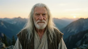 Donald Sutherland som en rolig vis skikkelse i naturen.