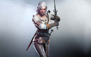 A fantasy warrior with silver hair holds a sword and crossbow in a dark setting. — The Witcher Novigrad Picture