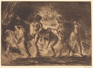 Witches' Dance by Max Slevogt, created 1903, in etching and drypoint in black on wove paper. Download this artwork as a high-resolution wallpaper for desktop, t — Max Slevogt Wallpaper