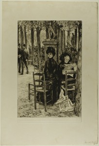 Without a Dowry by James Tissot, created 1885, in Etching and drypoint on cream laid paper. Download this artwork as a high-resolution wallpaper for desktop, ta