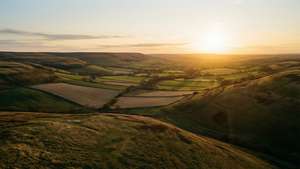 Peaceful sunset over the rolling hills of the Yorkshire Wolds