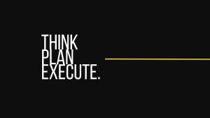 Gráfico motivacional minimalista com texto think plan execute em fundo preto. — Fundo do texto Papéis de Parede
