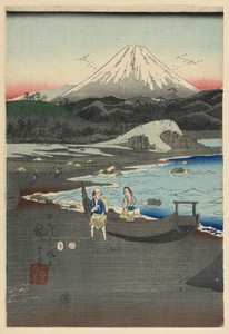 Working Women by Ando Hiroshige, created 1797-1858, in Woodblock print in colored ink on paper. Download this artwork as a high-resolution wallpaper for desktop — Ando Hiroshige Wallpaper