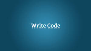 Fundo azul com texto branco dizendo 'Write Code' e reflexo abaixo. — Programação Papéis de Parede