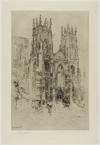 York Cathedral by Charles John Watson, created 1898, in Etching in brownish black on cream laid paper. Download this artwork as a high-resolution wallpaper for — Illustration Wallpaper