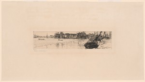 Zattere by Otto Henry Bacher, created 1880, in Etching and drypoint in black on cream wove paper, laid down on cream wove paper (chine
collé). Download this art — Illustration Background