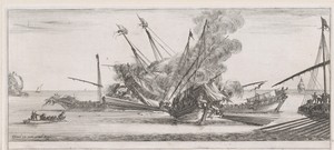 Zeeslag by Stefano della Bella, created 1620 - 1664, in paper; etching. Download this artwork as a high-resolution wallpaper for desktop, tablet, or mobile. — Stefano della Bella Wallpaper