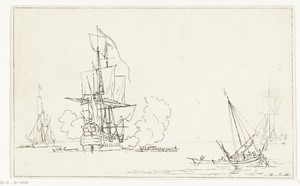 Zeeslag by Anthonie van den Bos, created 1778 - 1832, in paper; counterproof. Download this artwork as a high-resolution wallpaper for desktop, tablet, or mobil — Anthonie van den Bos Wallpaper