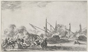 Zeeslag by Stefano della Bella, created 1634, in paper; etching. Download this artwork as a high-resolution wallpaper for desktop, tablet, or mobile. — Stefano della Bella Wallpaper