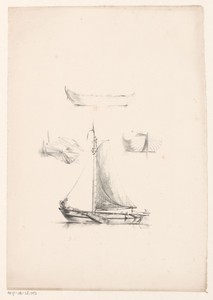 Zeilschip by Jean Augustin Daiwaille, created 1809 - 1850, in paper; lithography. Download this artwork as a high-resolution wallpaper for desktop, tablet, or m — Jean Augustin Daiwaille Wallpaper