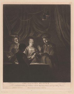 Zingend kwartet by Richard Earlom, created 1770-07-12, in paper; etching; mezzotint. Download this artwork as a high-resolution wallpaper for desktop, tablet, o — Richard Earlom Wallpaper