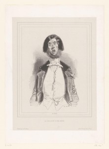 Zingende man by Paul Gavarni, created 1844, in paper; chine collé; lithography. Download this artwork as a high-resolution wallpaper for desktop, tablet, or mob