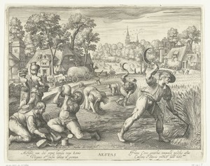 Zomer by Nicolaes de Bruyn, created 1581 - 1656, in paper; engraving. Download this artwork as a high-resolution wallpaper for desktop, tablet, or mobile. — Painting Picture
