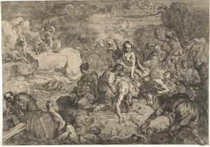 Zondvloed by Louis de Deyster, created 1666 - 1711, in paper; etching. Download this artwork as a high-resolution wallpaper for desktop, tablet, or mobile. — Louis de Deyster Wallpaper